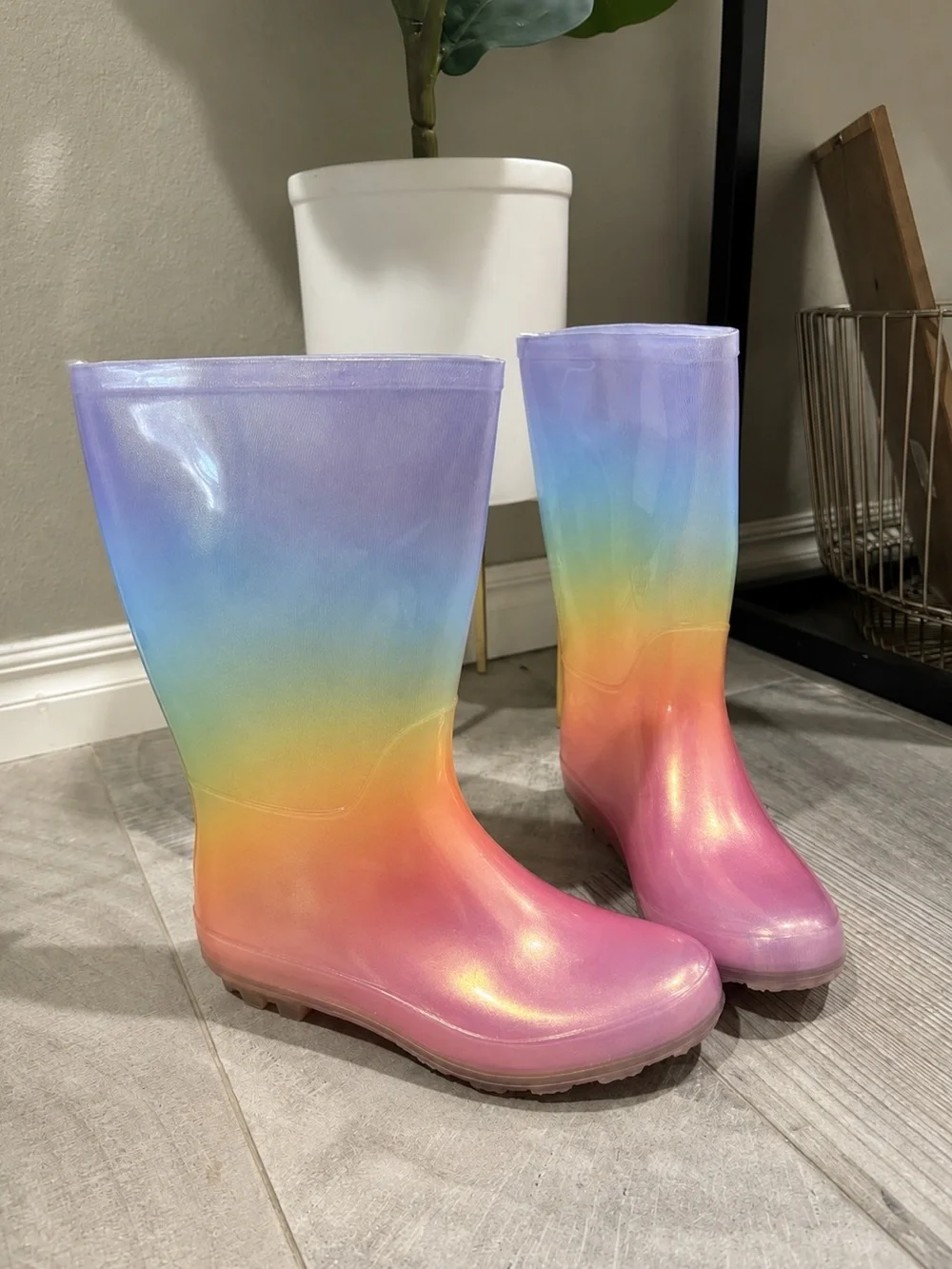 Cat & Jack Kids' Rainbow Ombre Rain Boots - Pink, Purple, Blue, Yellow